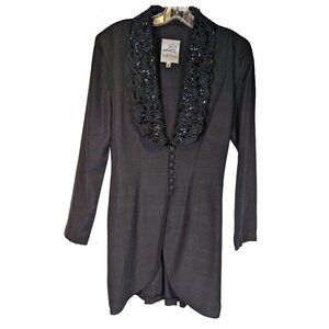Lori Ann Montreal Black sequin and lace collar jacket Size 6